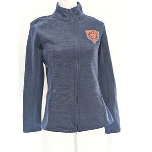 Chicago Bears NFL Ladies Softshell Full Zip Jacket Sweater Navy Blue Size Medium